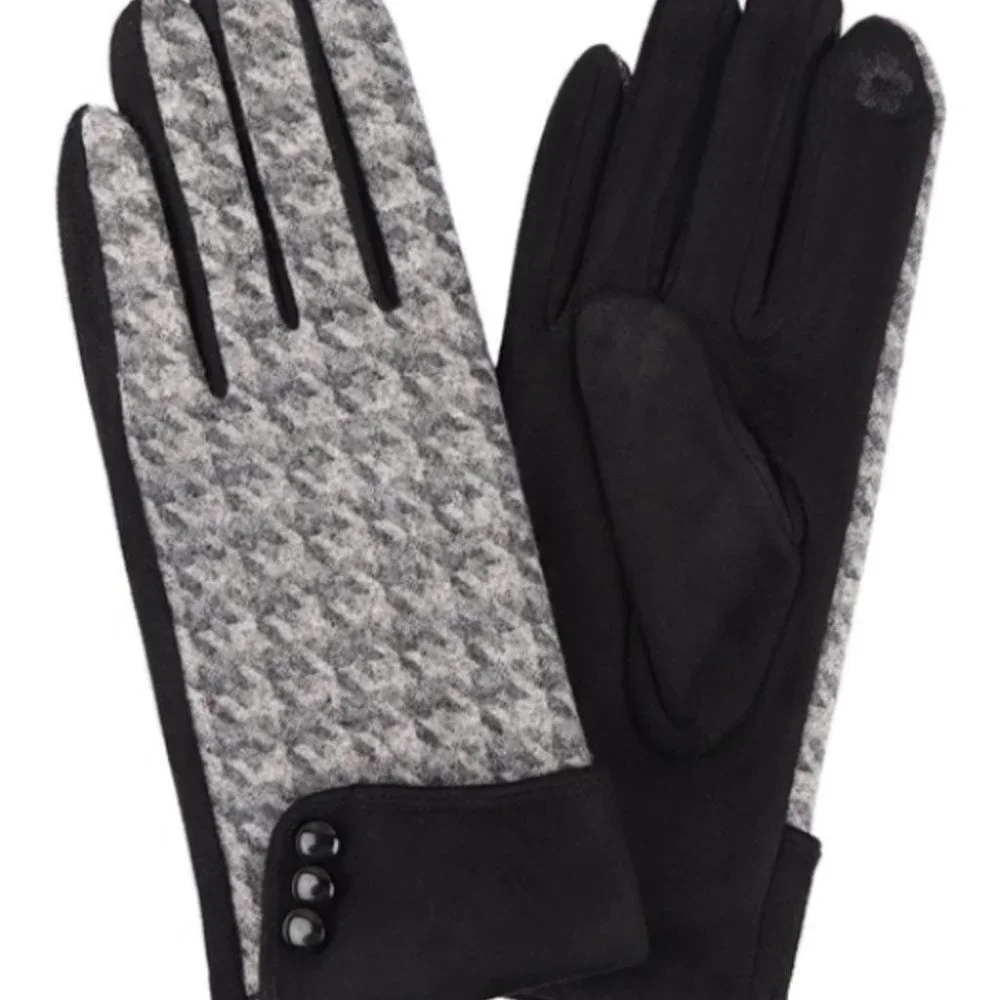 touchscreen black houndstooth touch screen gloves